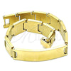 Pulsera Solida 03.114.0342.1.08 Acero Inoxidable, Diseño de Llave Griega, Pulido, Tono Dorado (12 MM Thickness, 8 Inches Length)