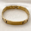 Pulsera Solida 03.114.0342.1.08 Acero Inoxidable, Diseño de Llave Griega, Pulido, Tono Dorado (12 MM Thickness, 8 Inches Length)