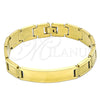 Pulsera Solida 03.114.0342.1.08 Acero Inoxidable, Diseño de Llave Griega, Pulido, Tono Dorado (12 MM Thickness, 8 Inches Length)