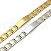 Pulsera Solida 03.114.0342.1.08 Acero Inoxidable, Diseño de Llave Griega, Pulido, Tono Dorado (12 MM Thickness, 8 Inches Length)