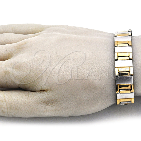 Pulsera Solida 03.114.0284.1.08 Acero Inoxidable, Pulido, Dos Tonos (14 MM Thickness, 8 Inches Length)