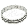 Pulsera Solida 03.114.0218.2.09 Acero Inoxidable, Diseño de Llave Griega, Pulido, Dos Tonos (14 MM Thickness, 9 Inches Length)