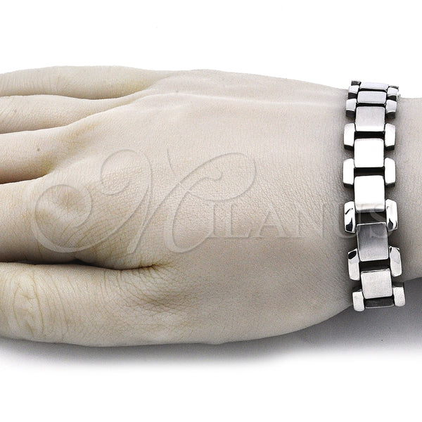 Pulsera Solida 03.114.0300.2.09 Acero Inoxidable, Pulido, Tono Plateado (14 MM Thickness, 9 Inches Length)