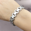 Pulsera Solida 03.114.0300.2.09 Acero Inoxidable, Pulido, Tono Plateado (14 MM Thickness, 9 Inches Length)