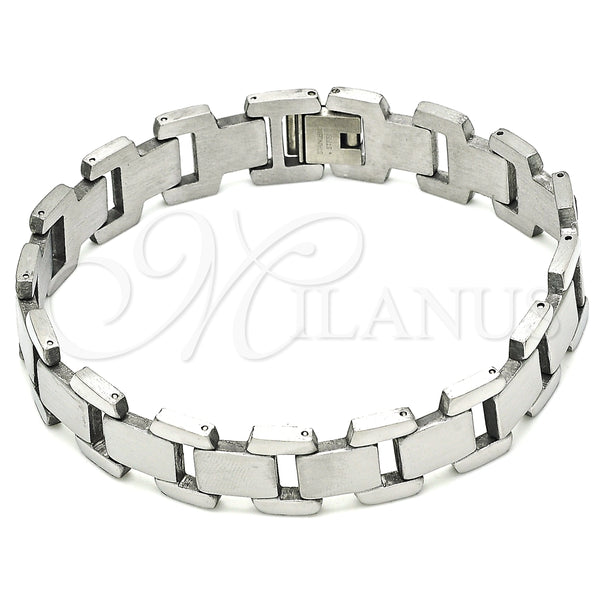 Pulsera Solida 03.114.0300.2.09 Acero Inoxidable, Pulido, Tono Plateado (14 MM Thickness, 9 Inches Length)