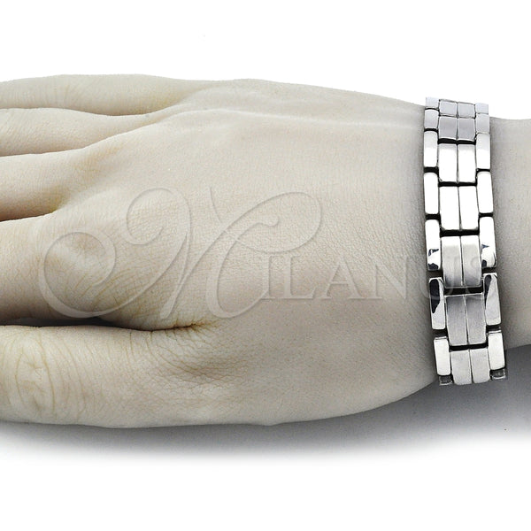 Pulsera Solida 03.114.0256.3.09 Acero Inoxidable, Pulido, Tono Plateado (14 MM Thickness, 9 Inches Length)