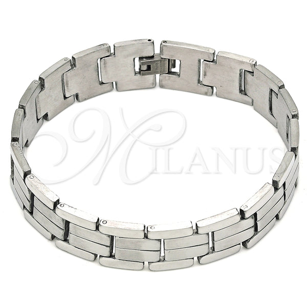 Pulsera Solida 03.114.0256.3.09 Acero Inoxidable, Pulido, Tono Plateado (14 MM Thickness, 9 Inches Length)