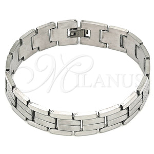 Pulsera Solida 03.114.0256.3.09 Acero Inoxidable, Pulido, Tono Plateado (14 MM Thickness, 9 Inches Length)
