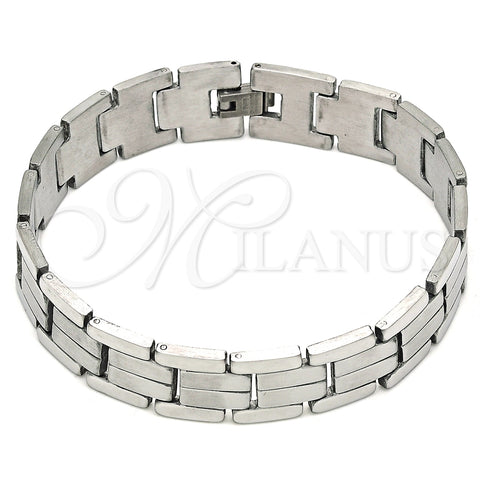 Pulsera Solida 03.114.0256.3.09 Acero Inoxidable, Pulido, Tono Plateado (14 MM Thickness, 9 Inches Length)