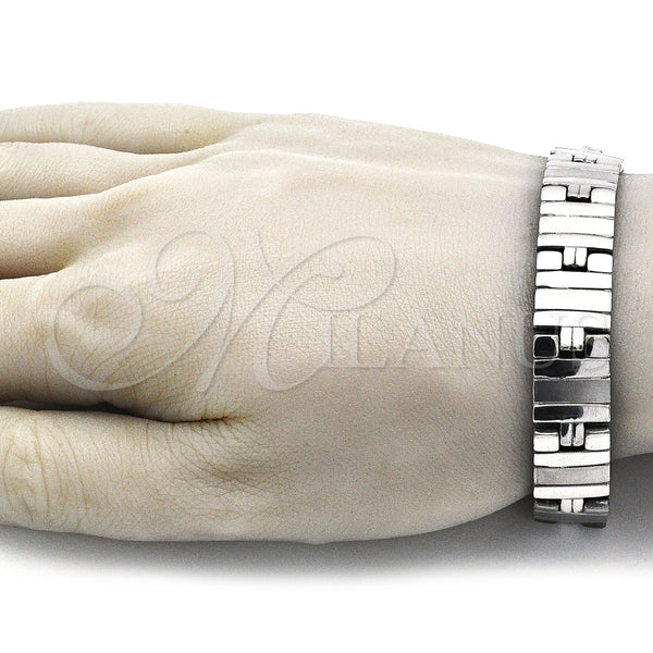 Pulsera Solida 03.114.0257.2.09 Acero Inoxidable, Pulido, Tono Plateado (13 MM Thickness, 9 Inches Length)