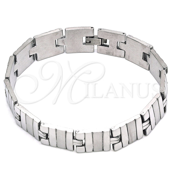 Pulsera Solida 03.114.0257.2.09 Acero Inoxidable, Pulido, Tono Plateado (13 MM Thickness, 9 Inches Length)
