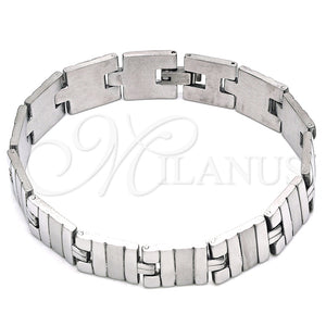 Pulsera Solida 03.114.0257.2.09 Acero Inoxidable, Pulido, Tono Plateado (13 MM Thickness, 9 Inches Length)