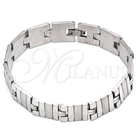 Pulsera Solida 03.114.0257.2.09 Acero Inoxidable, Pulido, Tono Plateado (13 MM Thickness, 9 Inches Length)