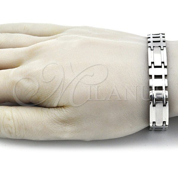 Pulsera Solida 03.114.0311.2.09 Acero Inoxidable, Pulido, Tono Plateado (12 MM Thickness, 9 Inches Length)