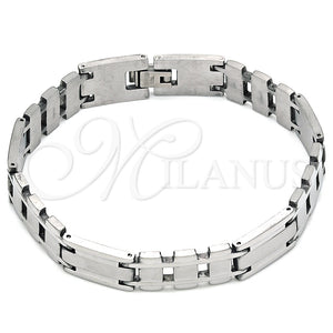Pulsera Solida 03.114.0311.2.09 Acero Inoxidable, Pulido, Tono Plateado (12 MM Thickness, 9 Inches Length)