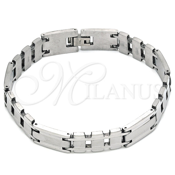 Pulsera Solida 03.114.0311.2.09 Acero Inoxidable, Pulido, Tono Plateado (12 MM Thickness, 9 Inches Length)