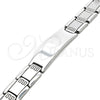 Pulsera Solida 03.114.0342.3.08 Acero Inoxidable, Diseño de Llave Griega, Pulido, Tono Plateado (12 MM Thickness, 8 Inches Length)