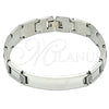 Pulsera Solida 03.114.0342.3.08 Acero Inoxidable, Diseño de Llave Griega, Pulido, Tono Plateado (12 MM Thickness, 8 Inches Length)