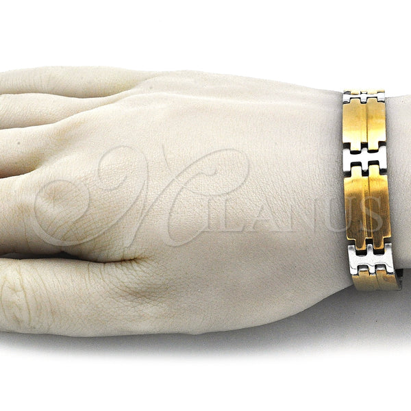 Pulsera Solida 03.114.0360.09 Acero Inoxidable, Pulido, Dos Tonos (12 MM Thickness, 9 Inches Length)