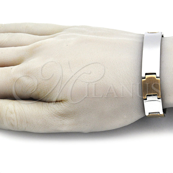 Pulsera Solida 03.114.0370.1.08 Acero Inoxidable, Pulido, Dos Tonos (12 MM Thickness, 8 Inches Length)