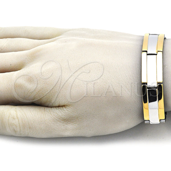Pulsera Solida 03.114.0371.09 Acero Inoxidable, Pulido, Dos Tonos (14 MM Thickness, 9 Inches Length)