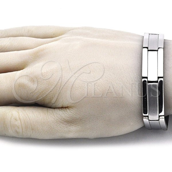 Pulsera Solida 03.114.0371.1.09 Acero Inoxidable, Pulido, Tono Plateado (14 MM Thickness, 9 Inches Length)