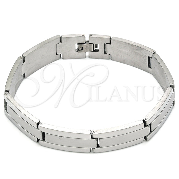 Pulsera Solida 03.114.0371.1.09 Acero Inoxidable, Pulido, Tono Plateado (14 MM Thickness, 9 Inches Length)
