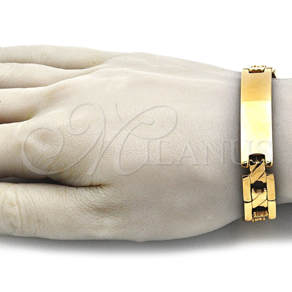 Pulsera Solida 03.114.0373.08 Acero Inoxidable, Pulido, Tono Dorado (12 MM Thickness, 8 Inches Length)