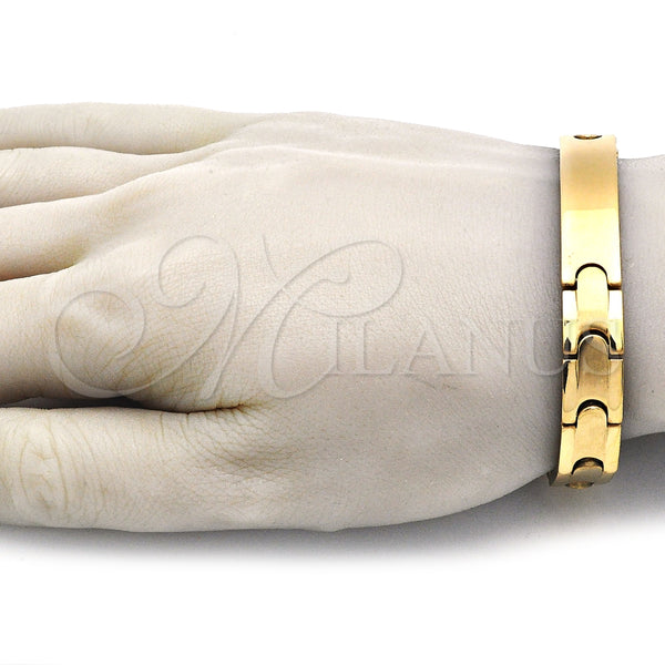 Pulsera Solida 03.114.0374.09 Acero Inoxidable, Pulido, Tono Dorado (10 MM Thickness, 9 Inches Length)