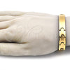 Pulsera Solida 03.114.0374.09 Acero Inoxidable, Pulido, Tono Dorado (10 MM Thickness, 9 Inches Length)