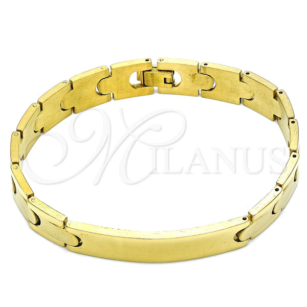 Pulsera Solida 03.114.0374.09 Acero Inoxidable, Pulido, Tono Dorado (10 MM Thickness, 9 Inches Length)