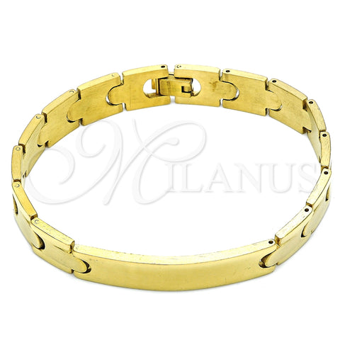 Pulsera Solida 03.114.0374.09 Acero Inoxidable, Pulido, Tono Dorado (10 MM Thickness, 9 Inches Length)