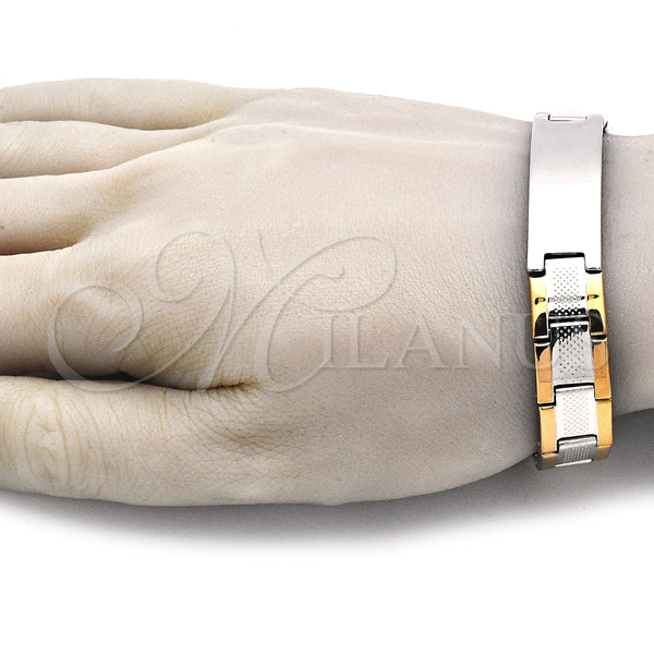 Pulsera Solida 03.114.0376.08 Acero Inoxidable, Pulido, Dos Tonos (13 MM Thickness, 8 Inches Length)
