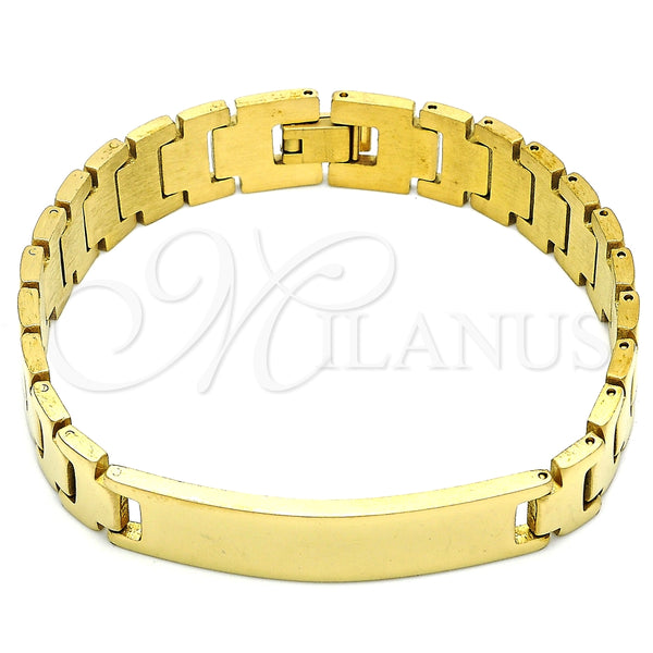 Pulsera Solida 03.114.0380.1.08 Acero Inoxidable, Pulido, Tono Dorado (12 MM Thickness, 8 Inches Length)