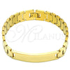 Pulsera Solida 03.114.0380.1.08 Acero Inoxidable, Pulido, Tono Dorado (12 MM Thickness, 8 Inches Length)