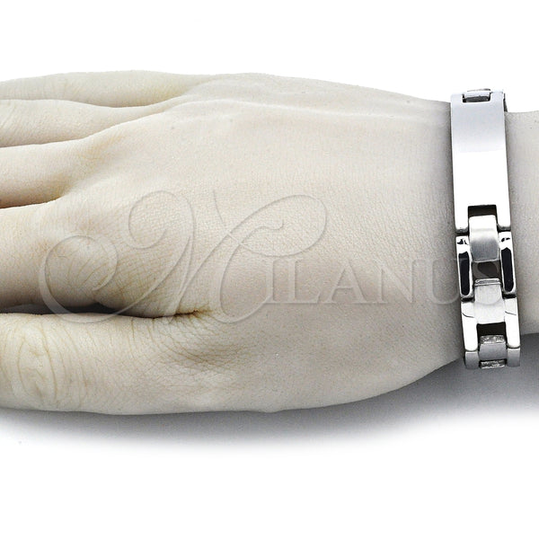Pulsera Solida 03.114.0381.2.08 Acero Inoxidable, Pulido, Tono Plateado (12 MM Thickness, 8 Inches Length)