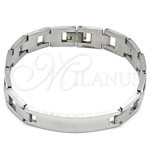 Pulsera Solida 03.114.0381.2.08 Acero Inoxidable, Pulido, Tono Plateado (12 MM Thickness, 8 Inches Length)