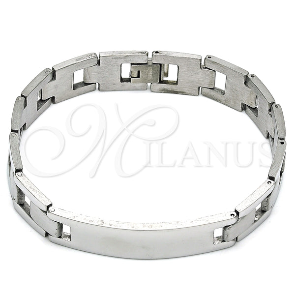Pulsera Solida 03.114.0381.2.08 Acero Inoxidable, Pulido, Tono Plateado (12 MM Thickness, 8 Inches Length)