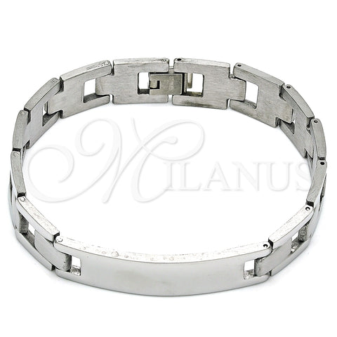 Pulsera Solida 03.114.0381.2.08 Acero Inoxidable, Pulido, Tono Plateado (12 MM Thickness, 8 Inches Length)
