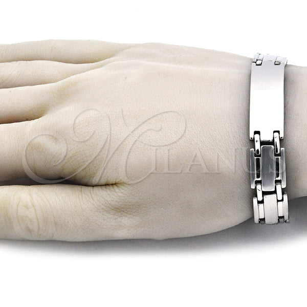 Pulsera Solida 03.114.0382.09 Acero Inoxidable, Pulido, Tono Plateado (13 MM Thickness, 9 Inches Length)