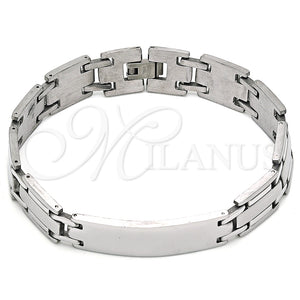 Pulsera Solida 03.114.0382.09 Acero Inoxidable, Pulido, Tono Plateado (13 MM Thickness, 9 Inches Length)