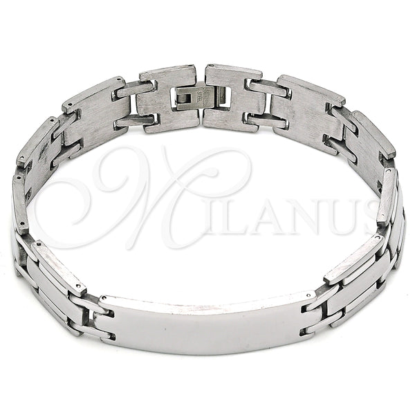 Pulsera Solida 03.114.0382.09 Acero Inoxidable, Pulido, Tono Plateado (13 MM Thickness, 9 Inches Length)