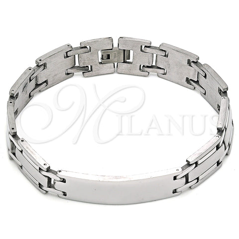 Pulsera Solida 03.114.0382.09 Acero Inoxidable, Pulido, Tono Plateado (13 MM Thickness, 9 Inches Length)