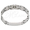 Pulsera Solida 03.114.0382.09 Acero Inoxidable, Pulido, Tono Plateado (13 MM Thickness, 9 Inches Length)