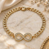 Pulsera Elegante 03.156.0023.08 Oro Laminado, Diseño de Infinito, con Micro Pave Blanca, Pulido, Tono Dorado (Grosor 05 MM, 8 Pulgadas de Largo)