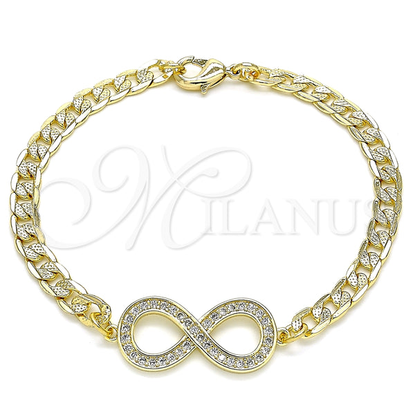 Pulsera Elegante 03.156.0023.08 Oro Laminado, Diseño de Infinito, con Blanca Micro Pave, Pulido, Tono Dorado (05 MM Thickness, 8 Inches Length)
