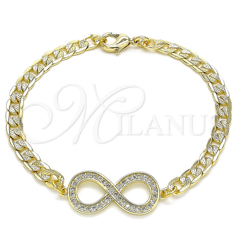 Pulsera Elegante 03.156.0023.08 Oro Laminado, Diseño de Infinito, con Blanca Micro Pave, Pulido, Tono Dorado (05 MM Thickness, 8 Inches Length)