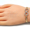 Pulsera Elegante 03.156.0023.1.08 Oro Laminado, Diseño de Infinito, con Multicolor Micro Pave, Pulido, Tono Dorado (05 MM Thickness, 8 Inches Length)