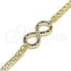 Pulsera Elegante 03.156.0023.1.08 Oro Laminado, Diseño de Infinito, con Multicolor Micro Pave, Pulido, Tono Dorado (05 MM Thickness, 8 Inches Length)