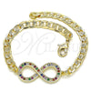 Pulsera Elegante 03.156.0023.1.08 Oro Laminado, Diseño de Infinito, con Multicolor Micro Pave, Pulido, Tono Dorado (05 MM Thickness, 8 Inches Length)